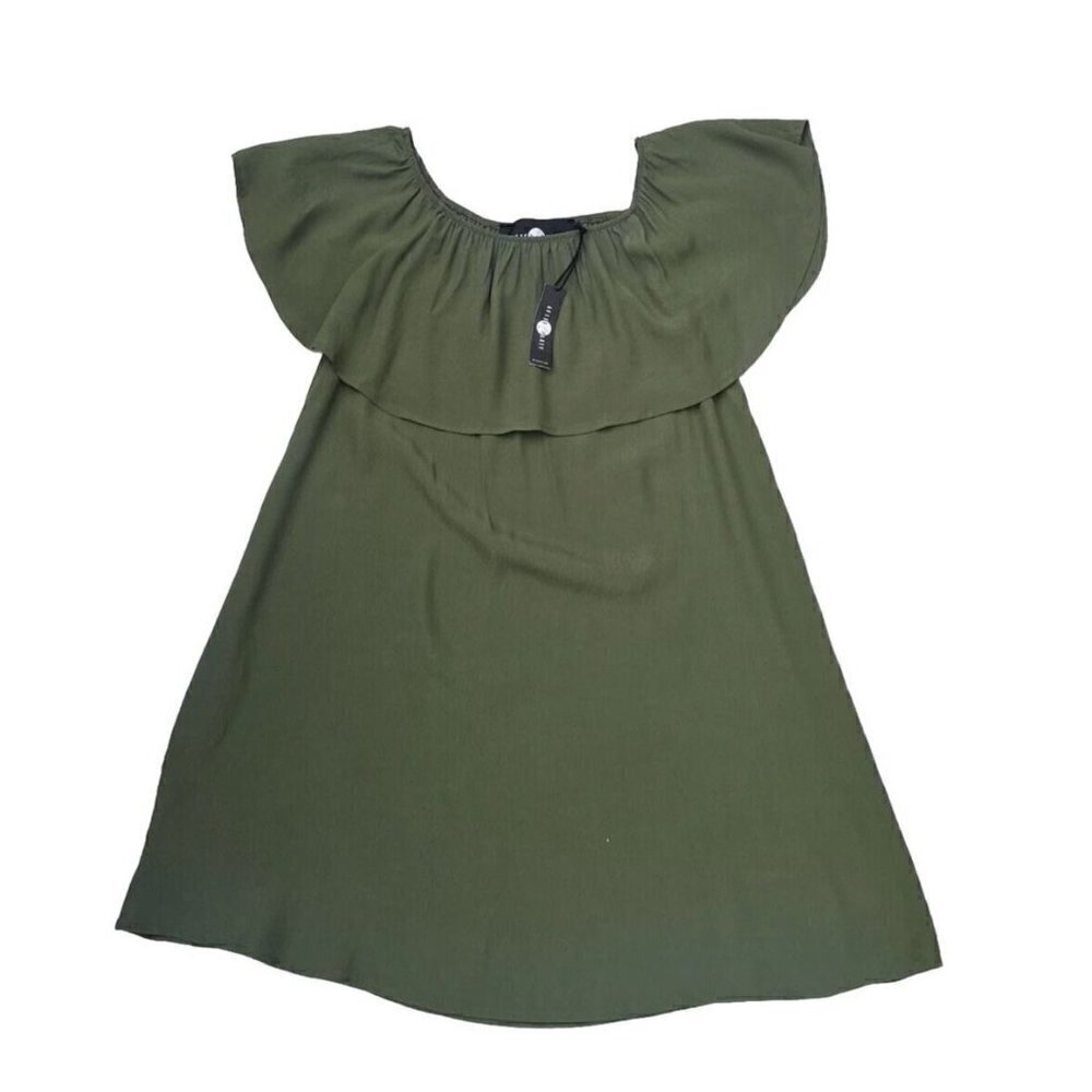 Nasty Gal After Party Vintage Green Off the Shoulder Mini Dress Size XS - Picture 8 of 9